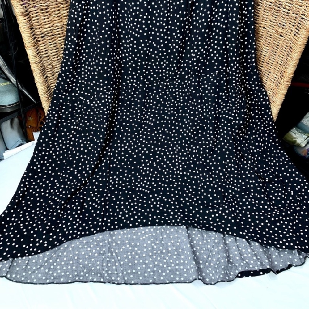 Temofon black with white polka dots backless halter maxi sundress- M - Picture 6 of 10
